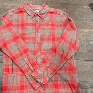 The North Face Men's Red and Gray Flannel Checkered Shirt